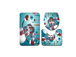 Juego de 3 tapetes navideños antideslizantes con forma de muñeco de nieve