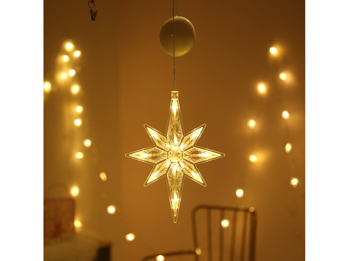 2026-lámpara Navideña Con Ventosa Led: Árboles, Ciervos, Campanas, Estrellas, Santa, Guirnalda Colgante Decorativa De Pared