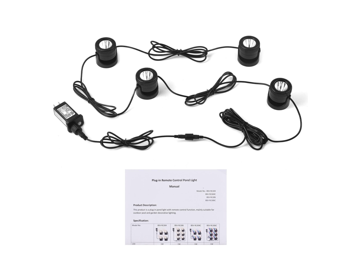 2026-set De 4 Luces De Estanque Led Blancas Cálidas Sumergibles Ip68 Con Temporizador Y Cabezal Ajustable Para Decoración De Jardín 110v
