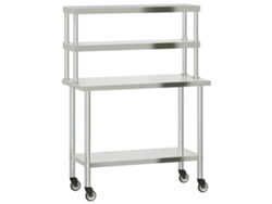 Mesa de trabajo de cocina con estante MAISON EXCLUSIVE Acero inoxidable (110x55x150 cm)