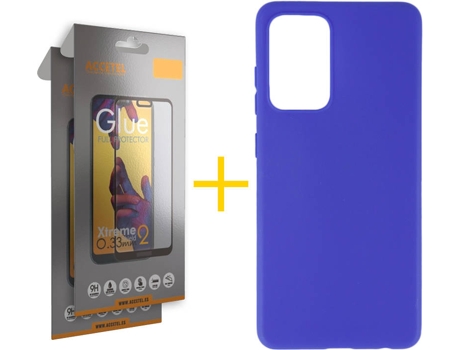 Kit Funda + 2 Protectores de Pantalla Samsung Galaxy A72 4G ACCETEL Full (Azul)