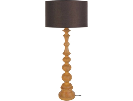 Lámpara de Mesa TOSEL Anais (Amarillo Cilíndrico, Marrón - E27 - Máx. 40W - Madera)