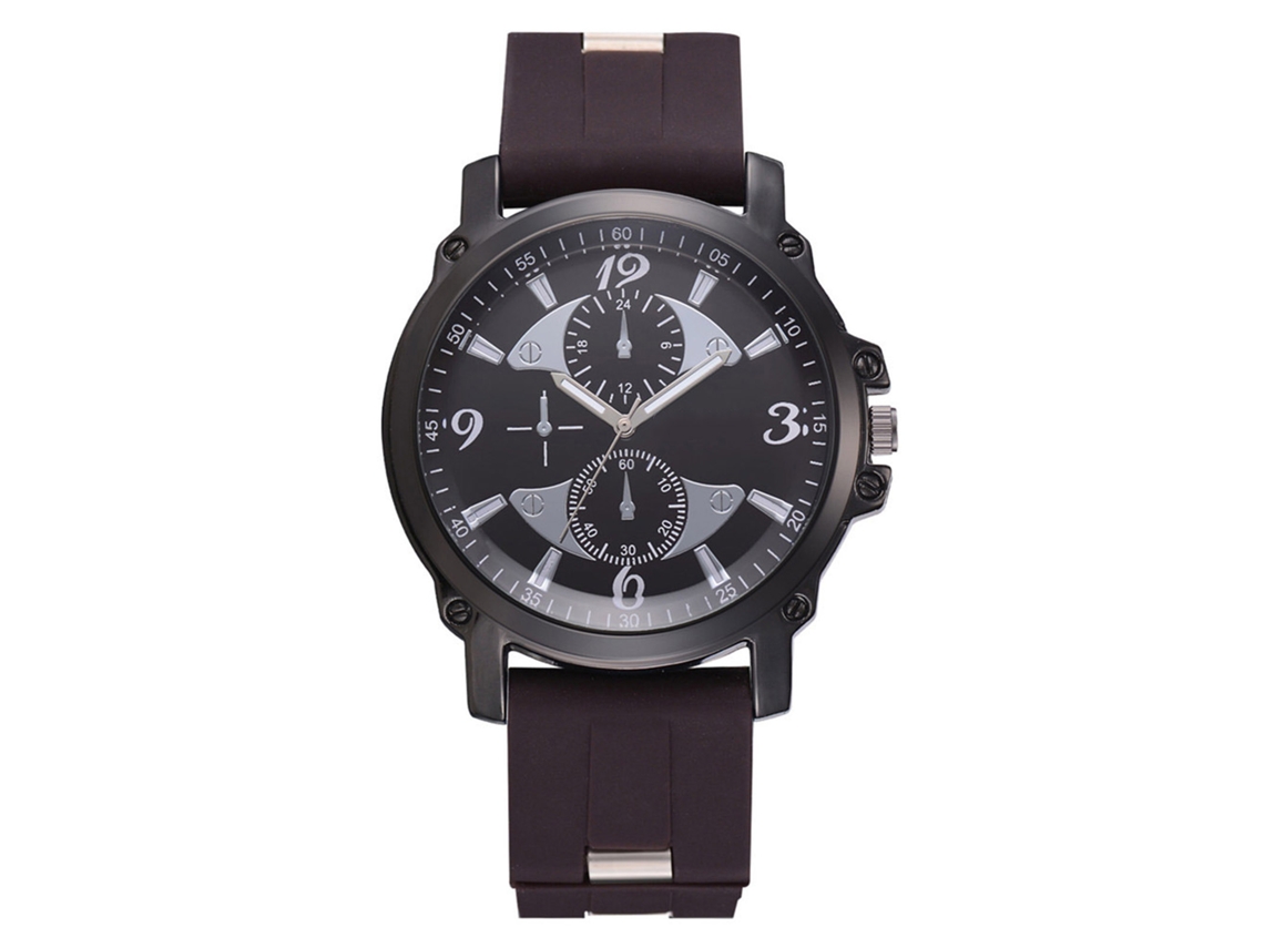 Reloj De Pulsera Masculino Con Correa De Silicona Y Dial Numérico Clásico (marrón)