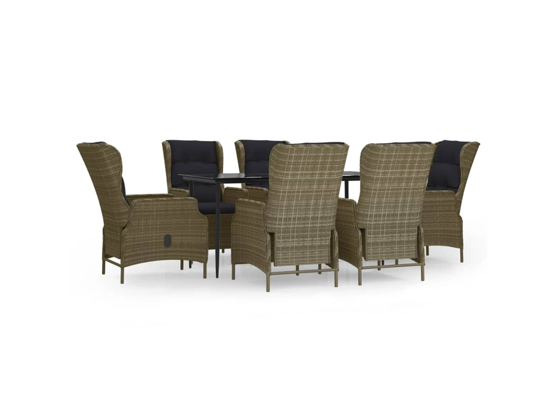VIDAXL Juego De Comedor De Jardín 7 Piezas Ratán Sintético Marrón