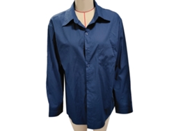 Camisa De Manga Larga Para Hombre Con Cuello Solapa, Botones, Bolsillo En El Pecho, Algodón, Talla 3xl, Azul Marino.