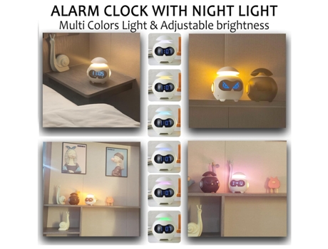 2024 Reloj despertador de regalo con alarma dual, emociones lindas, altavoz Bluetooth, luz nocturna LED junto a la cama, reloj despertador digital ...