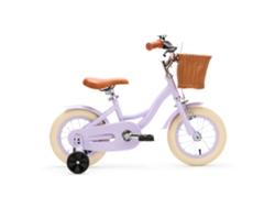 Bicicleta infantil Generation Blanco de 12 pulgadas, color lila, con cesta.