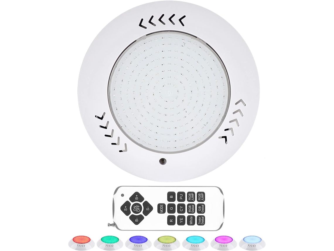 Reflector LED multicolor RGB para piscinas, 18 W, resistente al agua IP68 con control remoto de 12 V CA/CC, A+++ PRIME KANG