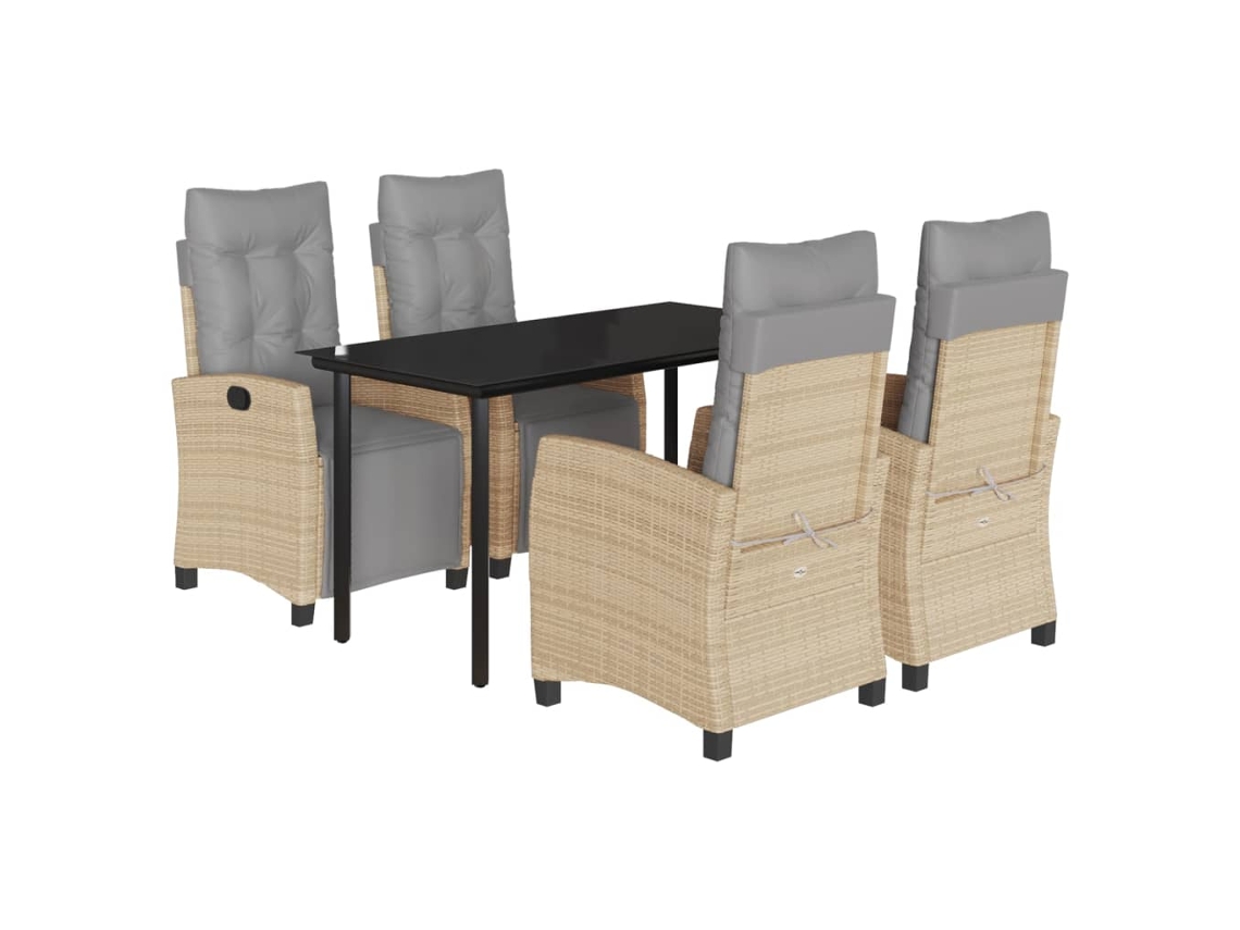 Conjunto 5 comedor de jardín VIDAXL con cojines ratán sintético beige