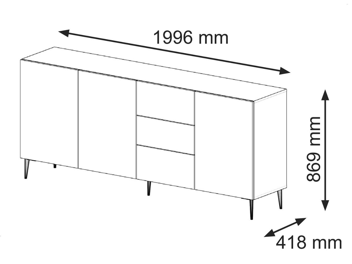 Aparador FURNLUX Classic Ravenna B (Blanco, Madera Contrachapada - 200X42X87 Cm)