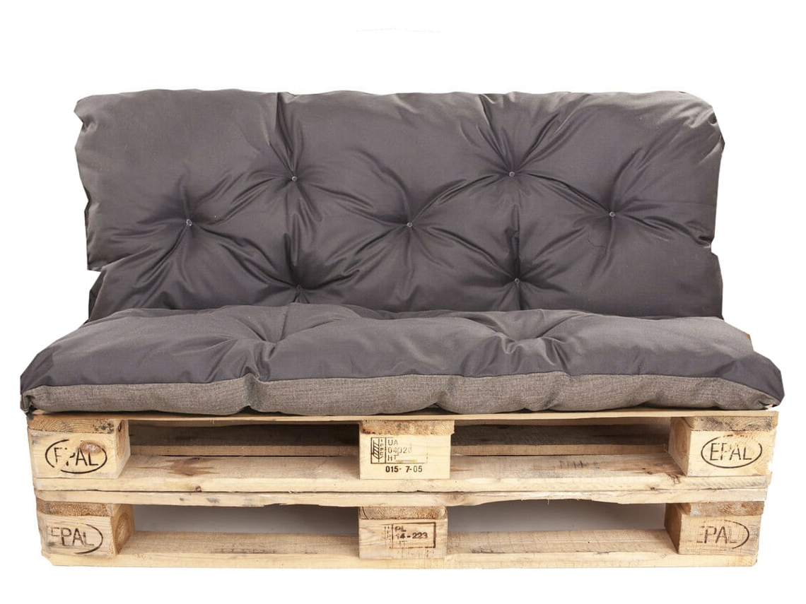 Conjunto Cojines Palet Asiento 120 x 60 y Respaldo 120 x 60 cm Antracita cojines sofá - cojín para palet interior - exterior SETGARDEN
