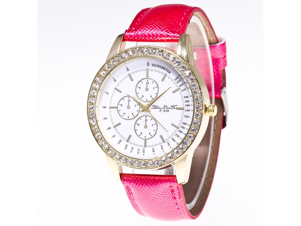 Reloj Analógico De Cuarzo Con Correa Ajustable De Pu, Estampado Floral Sencillo, Modelo Fd157 Negro.