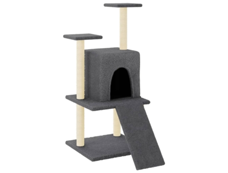 Rascador para gatos con postes de sisal gris oscuro VIDAXL (110 cm)