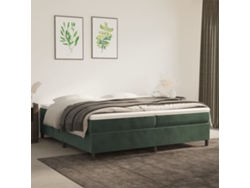 Cama Box Spring Con Colchón Terciopelo Verde Oscuro 200x200 Cm