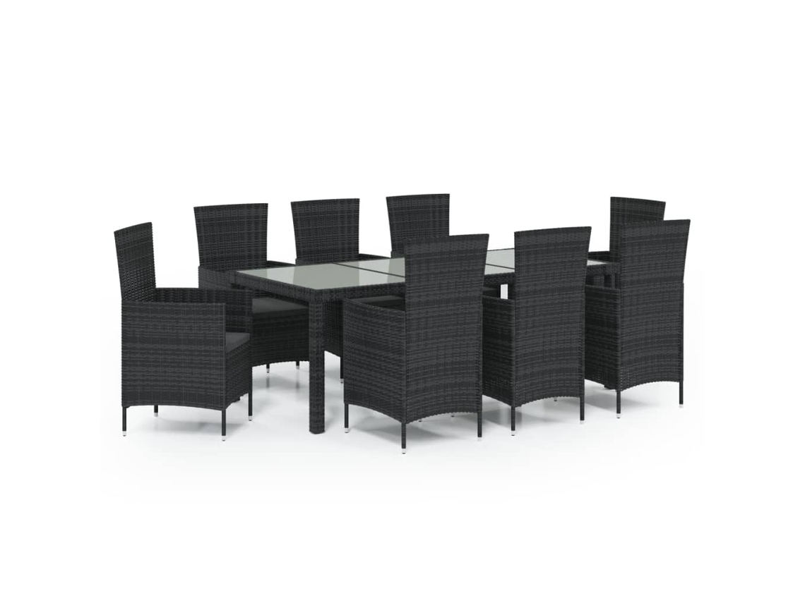 Maison Exclusive - Set Comedor De Jardín 9 Piezas Y Cojines Ratán Sintético Negro
