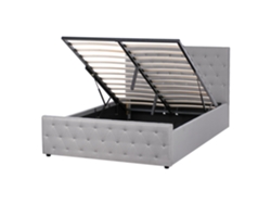 Cama con almacenaje Beliani Amiens Gris Poliéster 151x217x109