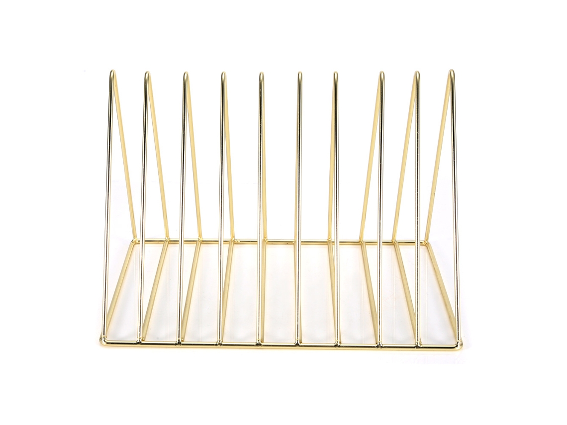 Estantería Triangular Multifuncional De Hierro Dorado Para Mesa, Ideal Para Organizar Libros Y Revistas.