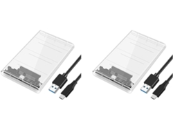 Carcasa Transparente Para Ssd/hdd Sata3 De 2,5 Pulgadas Con 2 Puertos Usb 3.0/tipo-c, 5 Gbps.