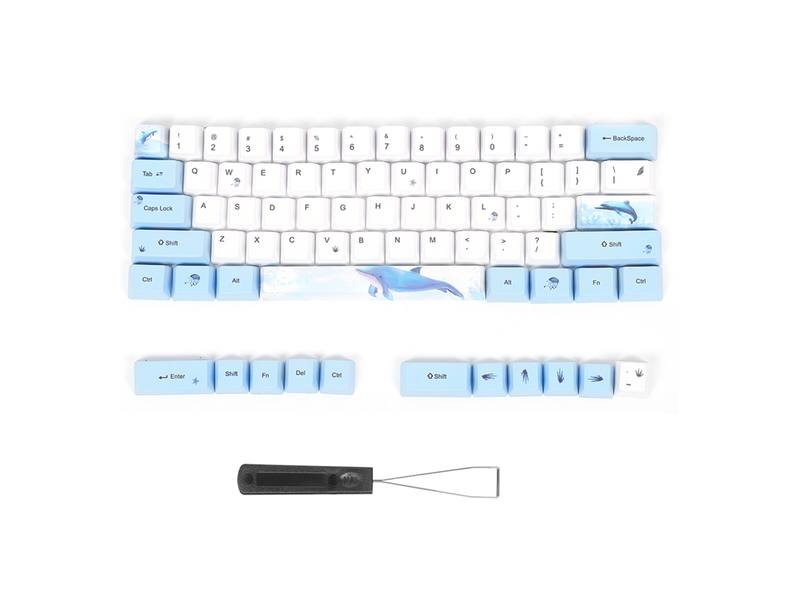 Teclas de sublimación PBT, 73 piezas para teclado mecánico con Ballena Patrón