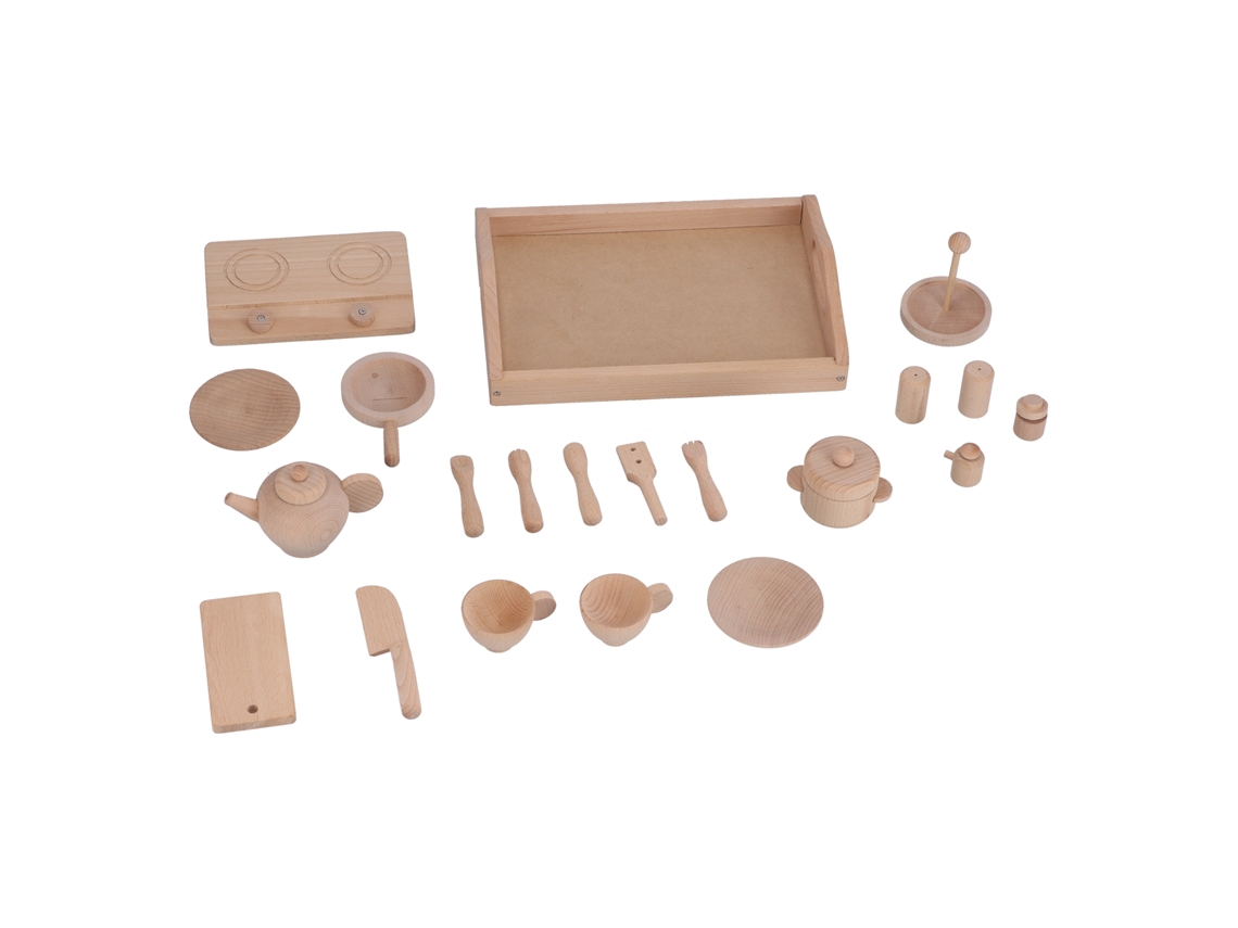 -set De Utensilios De Cocina Para Niños: Tetera Y Tazas De Madera Miniatura, Juguetes De Simulación Para Juegos De Roles En La Cocina