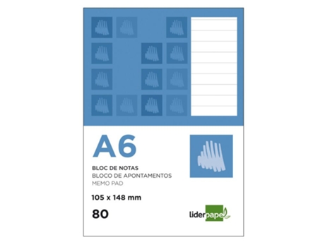 Bloc de Notas LIDERPAPEL 80h 60 g/m² horizontal (A6)