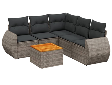 Conjunto 6 de muebles de jardín VIDAXL y cojines ratán sintético gris
