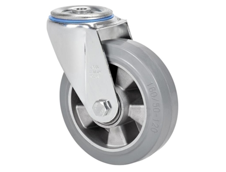 Rueda giratora agujero m12 20zv200-degb aluminio-goma gris elastica eje bolas ALEX