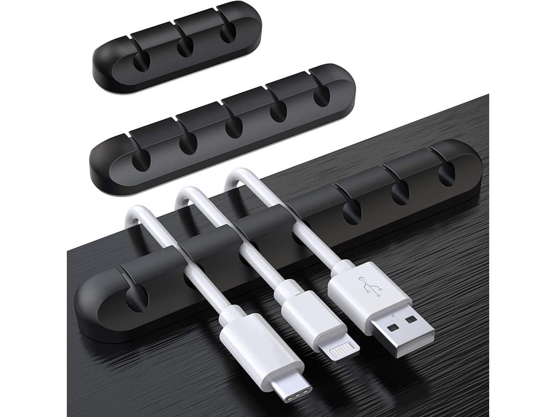 Organizador De Cables (silicone) – 3 Clips Multifunción Para Pc, Usb, Audio – Blanco
