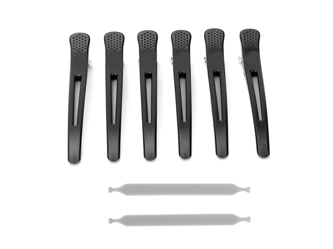 6pcs Pinzas De Pelo Profesionales De Pico De Pato Antideslizantes Para Corte Y Peinado (negro)