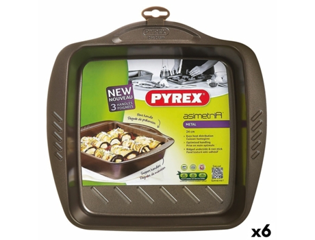 Molde para Horno Pyrex Asimetria Cuadrado Negro Metal 24 x 24 cm (6 Unidades)