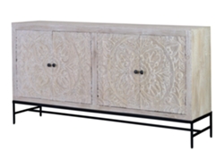 Mueble de Madera de Mango Blanca Envejecida 90X170X39 GINER Y COLOMER