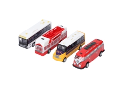 4pcs Ônibus De Brinquedo Para Crianças Com Portas Abertas Modelo De Veículo De Retorno Automático 3.94in
