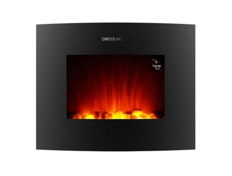 Chimenea Eléctrica Decorativa de Pared Cecotec Ready Warm 2650 Llamas Curvas Conectadas Negro 1000 2000 W