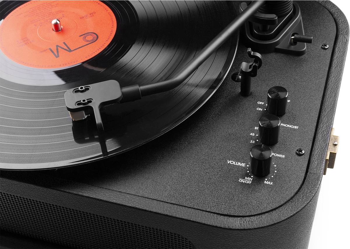 Audizio Rp315 De vinilo con diseño negro receptor bluetooth altavoz integrado apagado automá tocadiscos