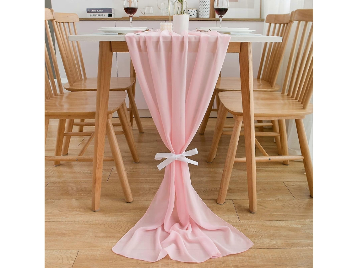 Rebe-mantel De Mesa 300x70cm Rosa Para Boda Y Cumpleaños Decoración De Mesa Con Tiras Blancas