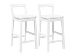 Maison Exclusive - Taburetes De Bar, 2 Unidades, Madera Maciza Blanca, Goma
