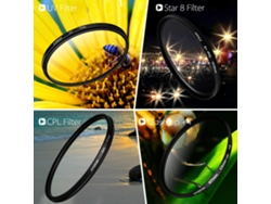 Kit De Filtros Circulares 58mm: Uv+cpl+close-up+4+estrella 8 Puntos Para Cámaras Dslr Nikon Canon Sony