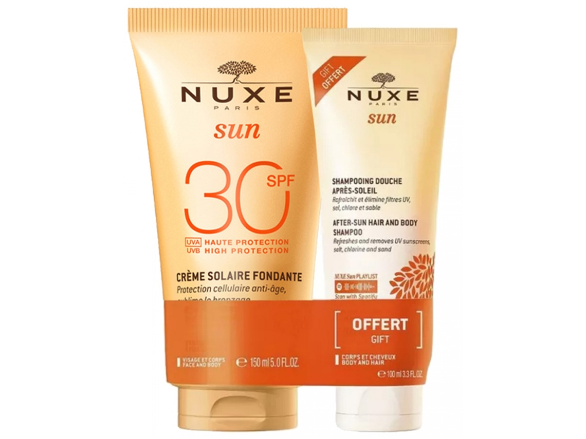 Sun Lait Solaire Fondant Visage Et Corps Spf30 150 Ml + Champú de Ducha Gratis para Después Del Sol 100 Ml NUXE