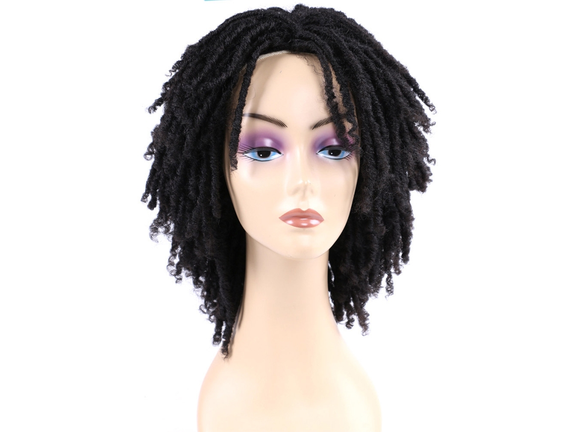 Peruca sintética de dreadlocks de 15 cm (6 polegadas), modelo 2026, curta e cacheada, para mulheres negras, peruca de crochê natural.