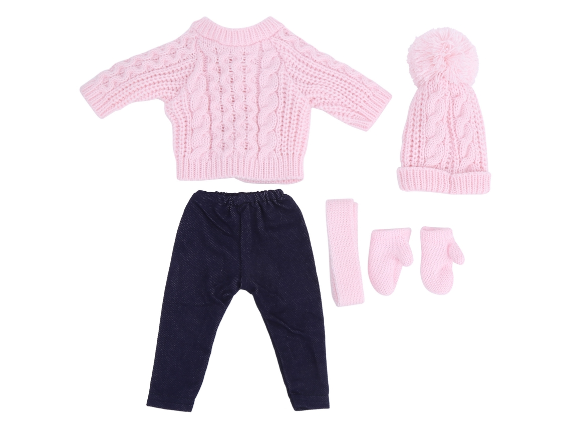 Ropa Para Muñeca De 45 Cm: Camiseta, Pantalones, Gorro, Bufanda Y Guantes - Rosa Claro