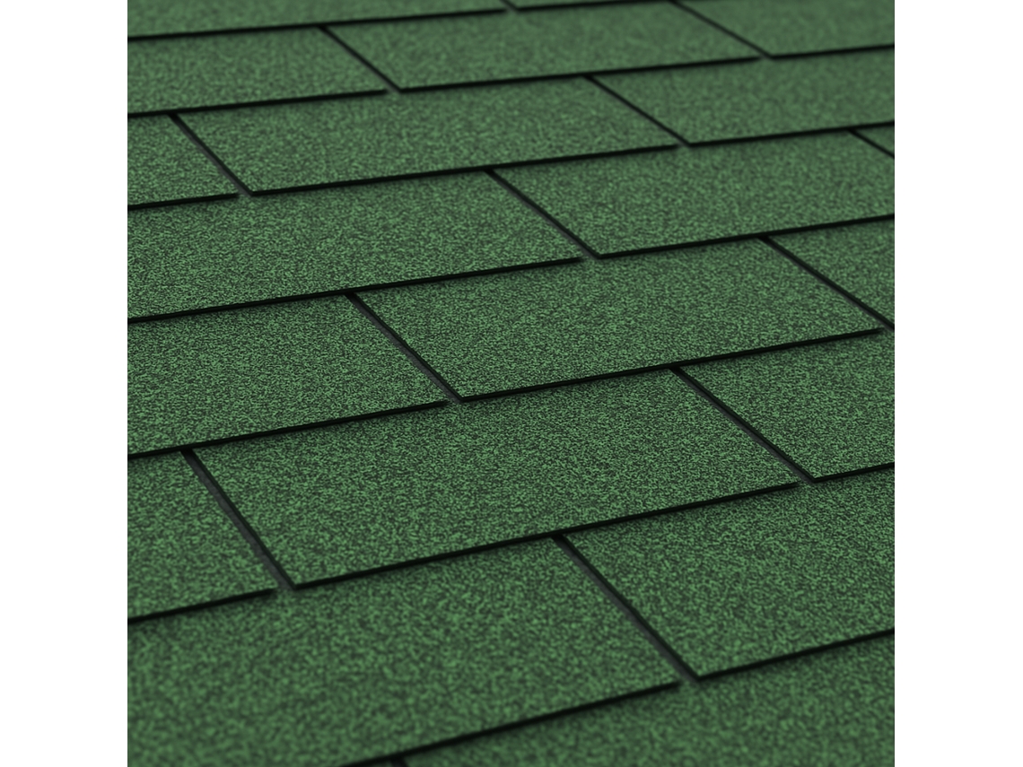 Tejas bituminosas Pedra T Green Trio, techado bituminoso verde 3 m² Timbela