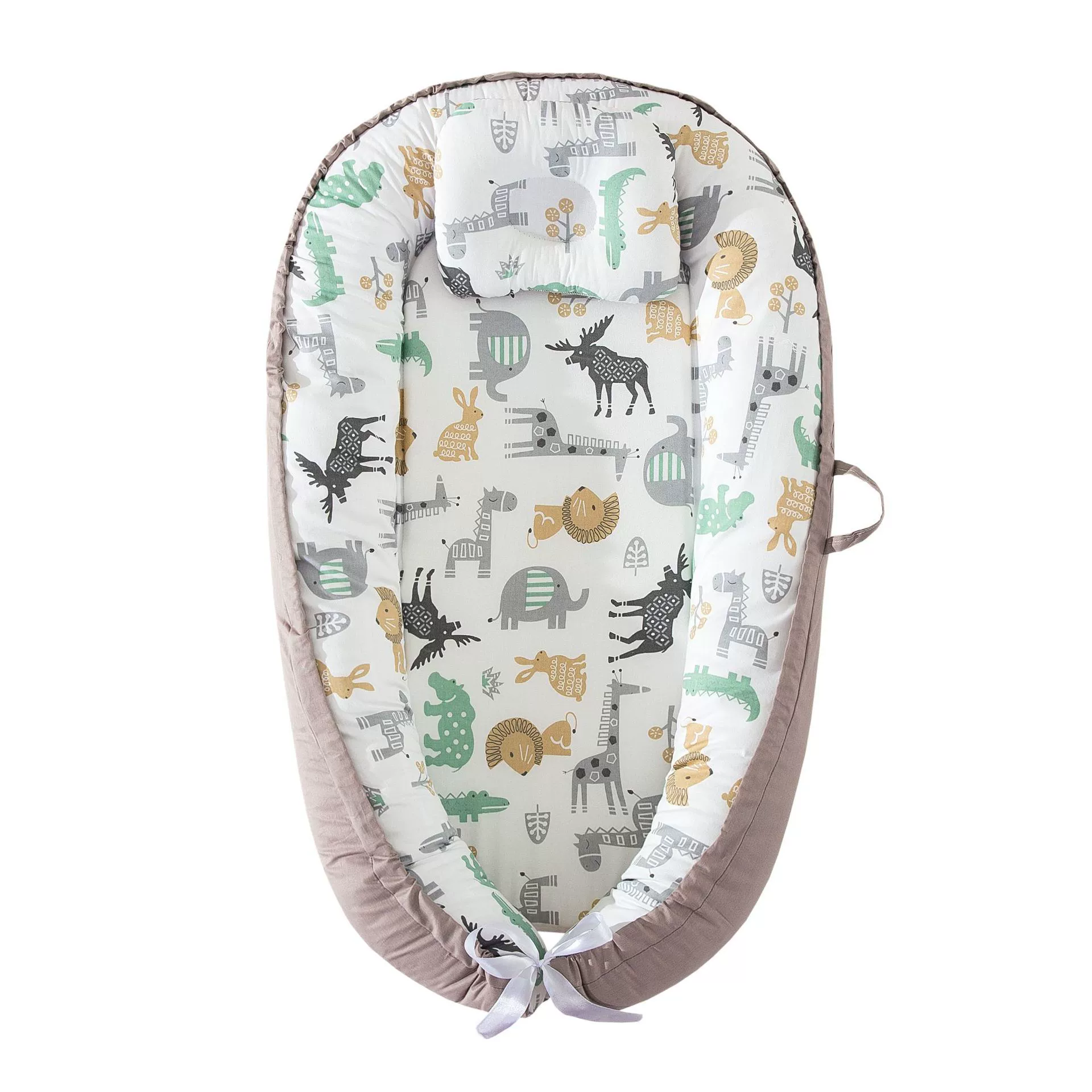 Nido Para Bebé Chrui 0-24 Meses Con Almohada Algodón Suave 85x55cm (marrón Animal)