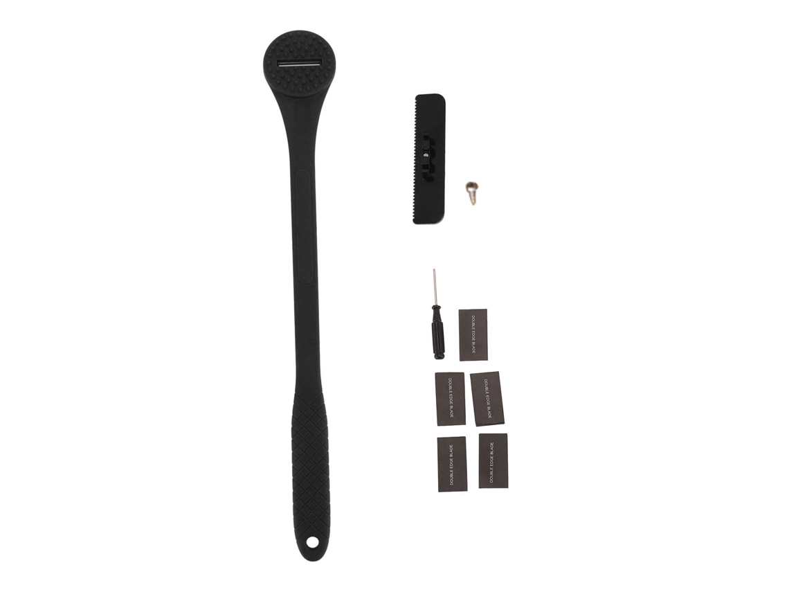 Cortador De Pelo Espalda 2 En 1 Rascador Cepillo Mango Curvo Ajustable Ángulo Largo Removedor Pelo Negro