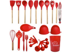 28 Peças De Utensílios De Cozinha De Silicone Panelas Resistentes Ao Calor Vermelho Claro GERTIZ