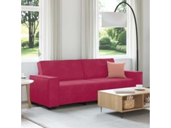 Sofá HARLANV1 de 3 plazas con tapicería de terciopelo, 220x78x84 cm, color rojo.