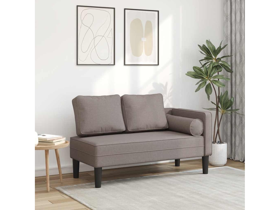 Sofá Divánsilla Con Cojines Tela Gris Taupe Wsd20630