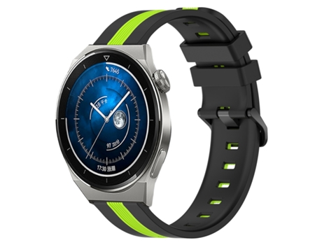 Correa de reloj inteligente para Huawei Watch GT3 Pro 46 mm 22 mm Correa de reloj de silicona vertical de dos colores (negro + verde lima)