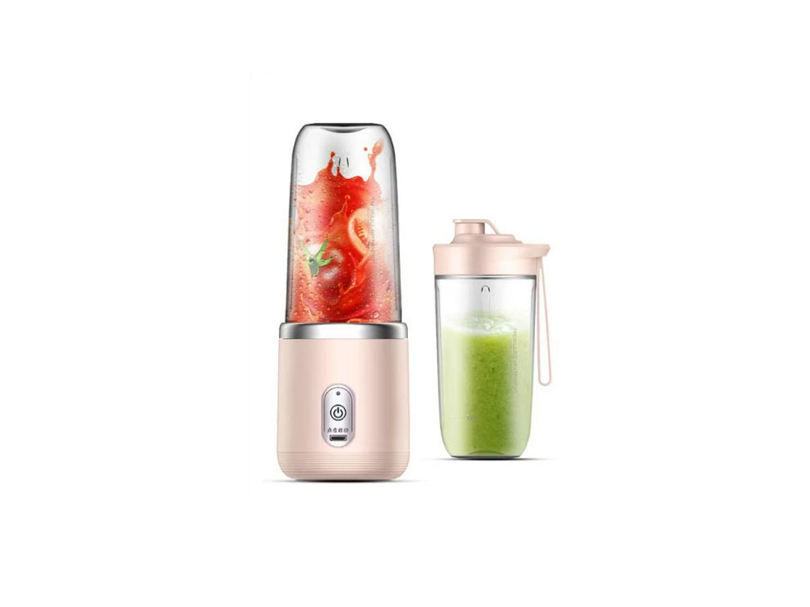 Exprimidor De Frutas Eléctrico Portátil 400ml Doble Vaso Apto Para Todo Tipo De Frutas Rosa Cuich