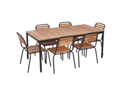 Conjunto de Comedor para 6 Personas BELIANI Vallese de Madera de Acacia Madera Clara 180X90X76