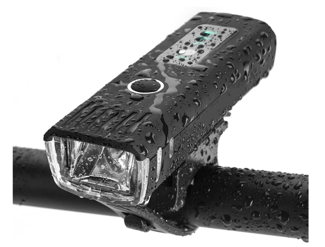 Luz LED para bicicleta, luz frontal de modo inteligente recargable por USB, resistente al agua brillante para ciclismo de montaña y carretera (negr...